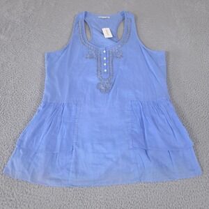 Banana Republic Top Women Large Embroidered Voile Peplum Tank Sleeveless NEW $70